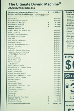 BMW 3 Series 330i NA Sedan 2026