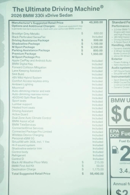 BMW 3 Series 330i NA xDrive Sedan 2026