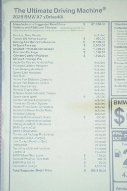 BMW X7 xDrive40i Sports Activity Vehicle 2026