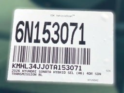 Hyundai Sonata Hybrid SEL FWD 2026