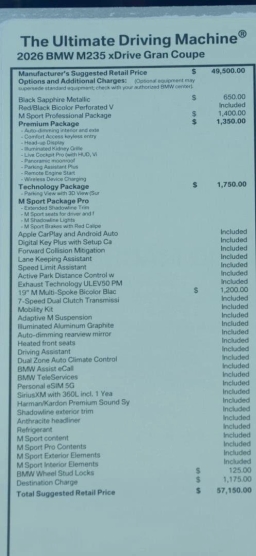 BMW 2 Series M235 xDrive Gran Coupe 2026