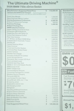 BMW 7 Series 750e xDrive Plug-In Hybrid 2026