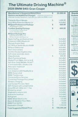 BMW 8 Series 840i Gran Coupe 2026