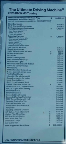 BMW M5 Base (A8) Touring 2026